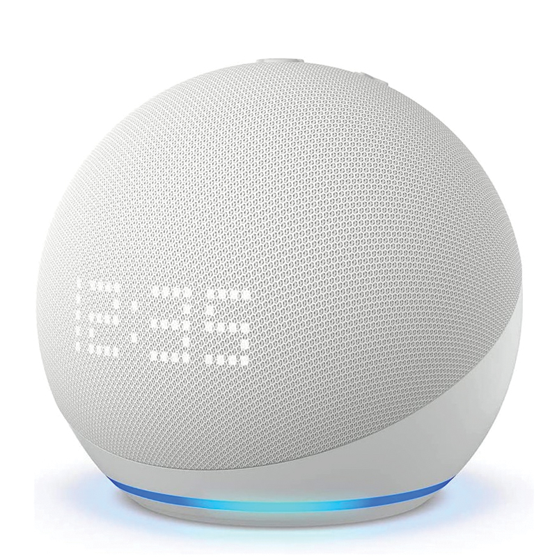 Amazon Echo Dot 5th Generation with Clock – Glacier White