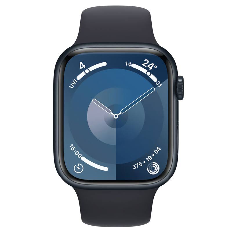 Apple Watch Series 9 GPS 45mm Midnight Aluminium Case with Midnight Sport Band – MR993