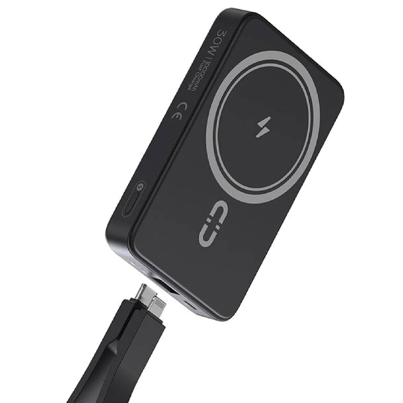 ROMOSS Magnetic Power Bank 20W 10000mAh – Black / WMS10 / Portable Charger with Fast Charging USB-C & Lighting Cable