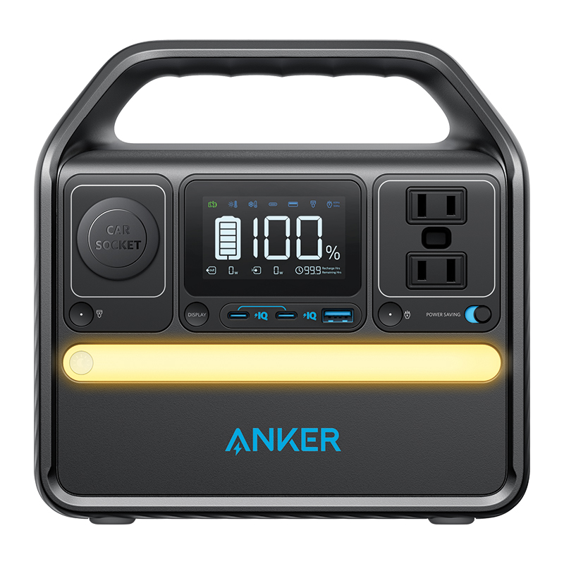 Anker 522 Portable Power Station – Black (Equipped with 2 USB-C Ports / AC300W / Pure Sine Wave / PowerIQ 3.0 / Camping / Outdoors / Emergency Power Supply / A1721211)
