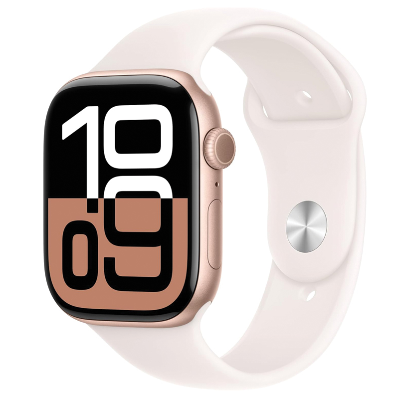 Apple Watch Series 10 GPS 46mm Rose Gold Aluminum Case with Light Blush Sport Band M/L – MWWU3
