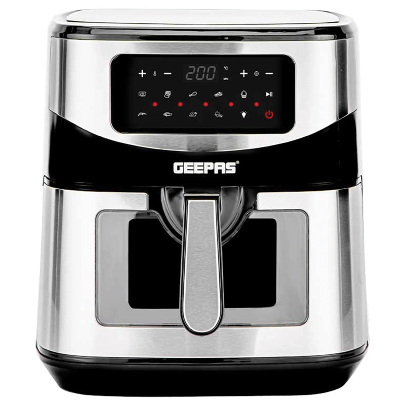 Geepas GAF37524 Digital Air Fryer | 9.2L Capacity | 1800W Power | Digital LED Touchscreen | VORTEX Air Frying Technology | Black & Silver