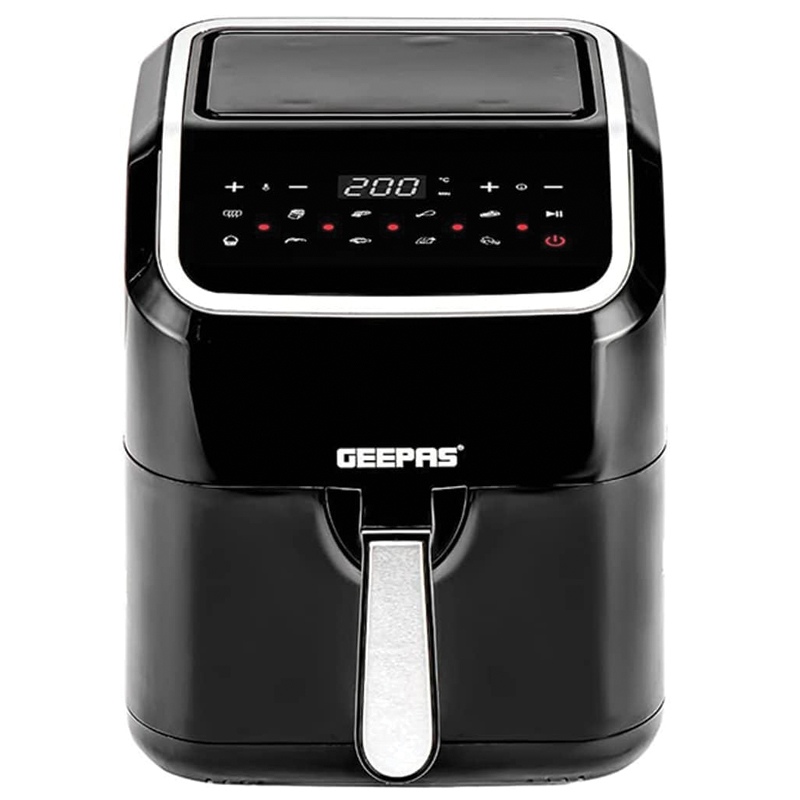 Geepas GAF37527 Digital Air Fryer | 5L Capacity | 1600W Power | Digital Touchscreen Controls | VORTEX Air Frying Technology | Black
