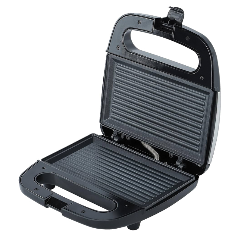 Geepas GGM6001 Stainless Steel Grill Maker | 2-Slice Capacity | 750W Power | Non-Stick Plates | Power & Ready Indicator Lights | Cool-Touch Handle | Overheat Protection | Black/Grey