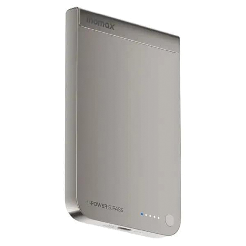 MOMAX 1-Power S.Pass 5000mAh Qi2 Magnetic Wireless Power Bank | 15W Wireless Charging | USB-C PD 20W | Grey